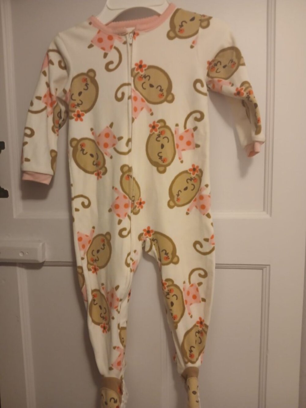 Carters Girls 2T Monkey One Piece Pajamas